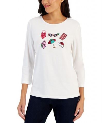 Women's Holiday Beach Top Bright White $11.88 Tops