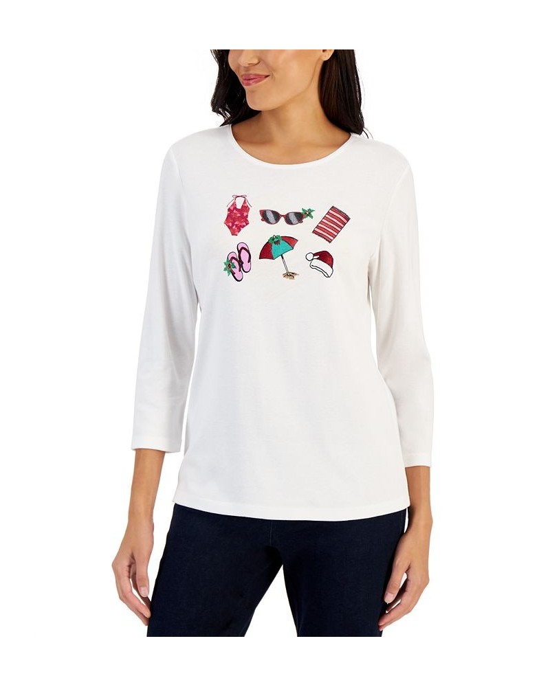 Women's Holiday Beach Top Bright White $11.88 Tops