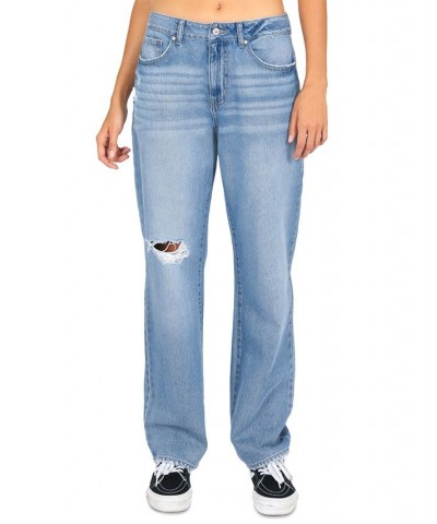 Juniors' The Baggy Cotton High-Rise Jeans Blue/black $13.95 Jeans