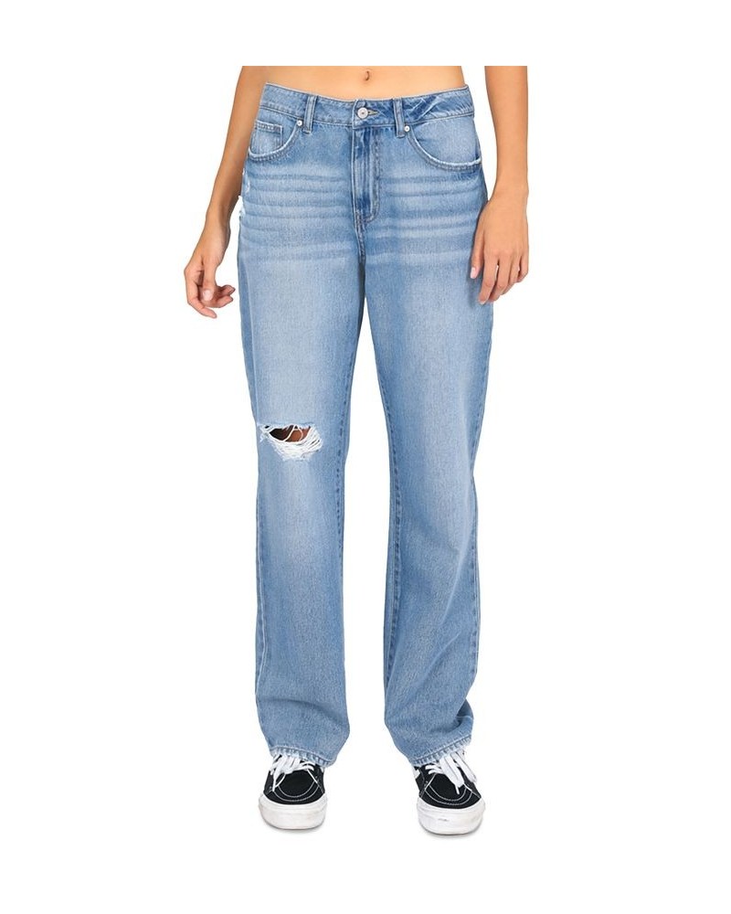 Juniors' The Baggy Cotton High-Rise Jeans Blue/black $13.95 Jeans