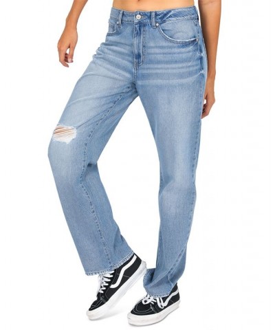 Juniors' The Baggy Cotton High-Rise Jeans Blue/black $13.95 Jeans