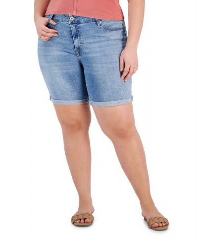 Trendy Plus Size Cuffed Denim Bermuda Shorts Accelerate $16.79 Shorts