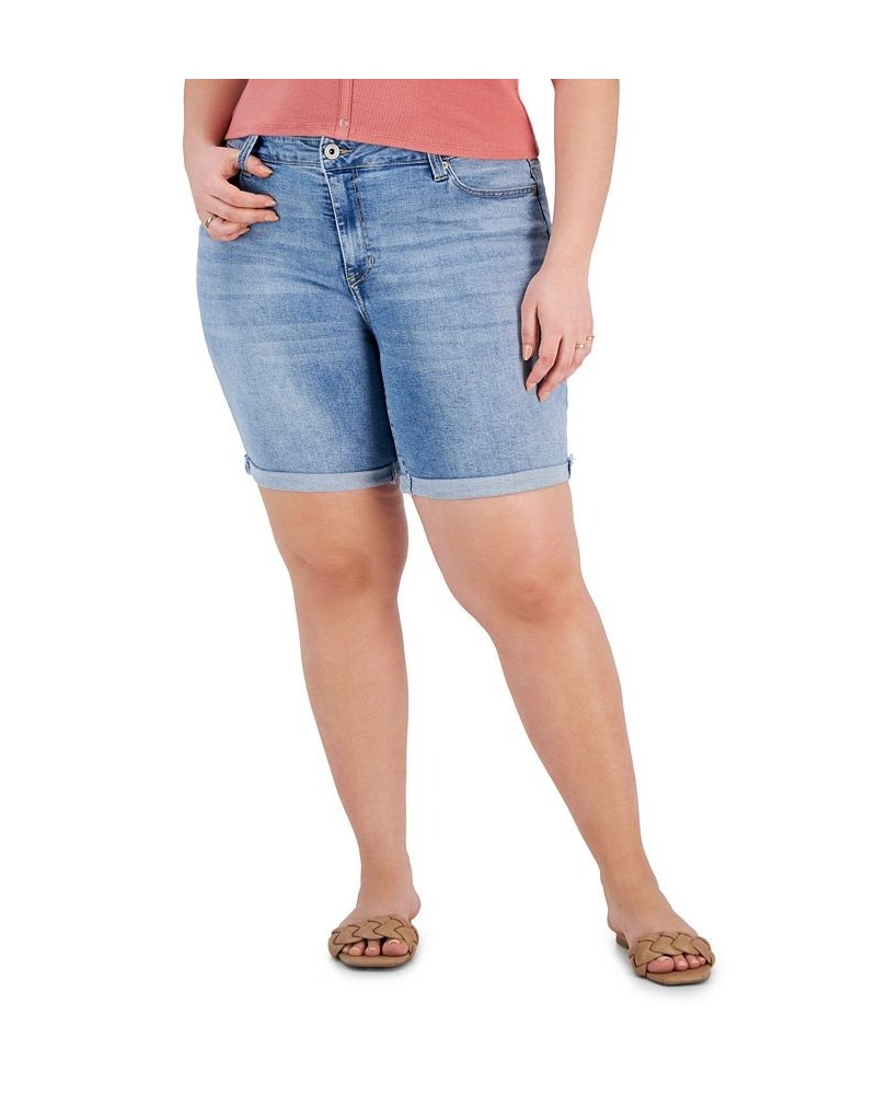 Trendy Plus Size Cuffed Denim Bermuda Shorts Accelerate $16.79 Shorts