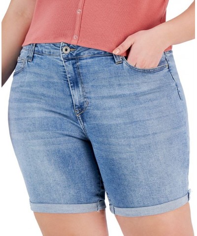 Trendy Plus Size Cuffed Denim Bermuda Shorts Accelerate $16.79 Shorts