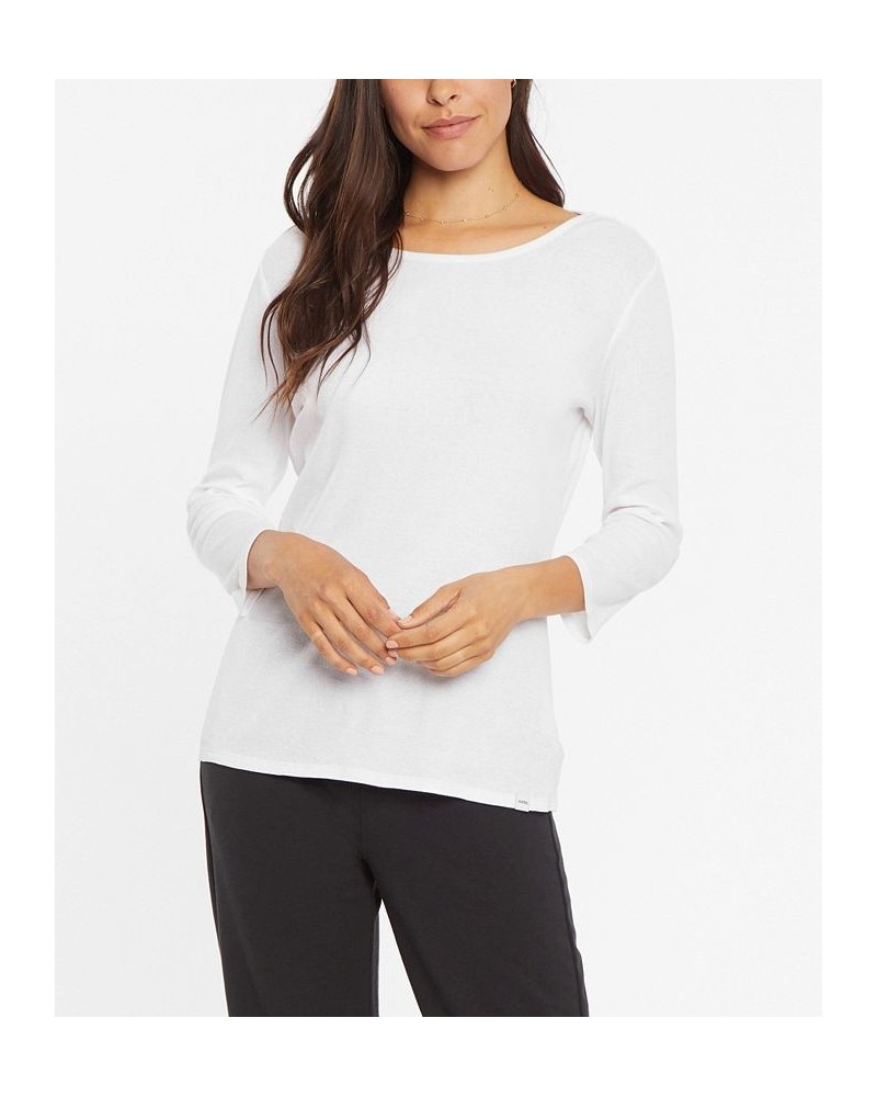 Women's 3/4 Sleeve Ribbed Tee White $28.32 Tops