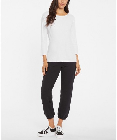 Women's 3/4 Sleeve Ribbed Tee White $28.32 Tops