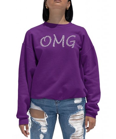 Women's Word Art Crewneck OMG Sweatshirt Purple $24.50 Tops