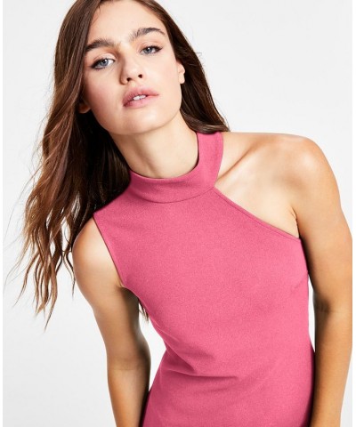 Women's Asymmetrical Bodycon Sheath Dress Shocking Pink $32.00 Dresses