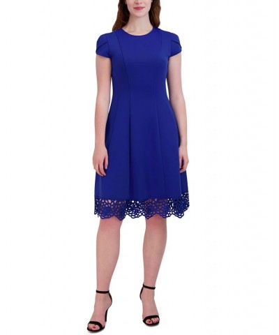 Women's Round-Neck Sleeveless Fit & Flare Dress Blue $35.70 Dresses