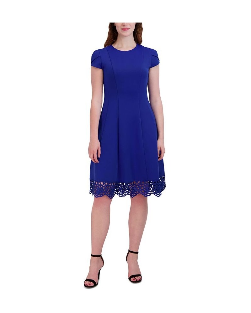 Women's Round-Neck Sleeveless Fit & Flare Dress Blue $35.70 Dresses