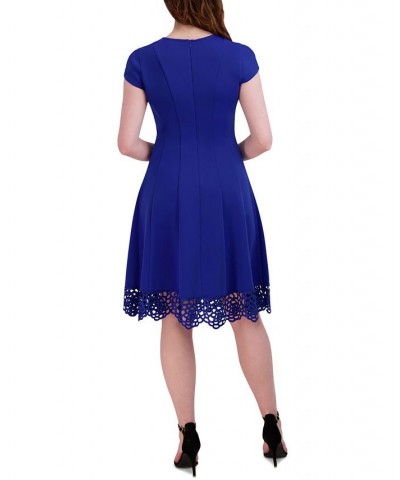 Women's Round-Neck Sleeveless Fit & Flare Dress Blue $35.70 Dresses