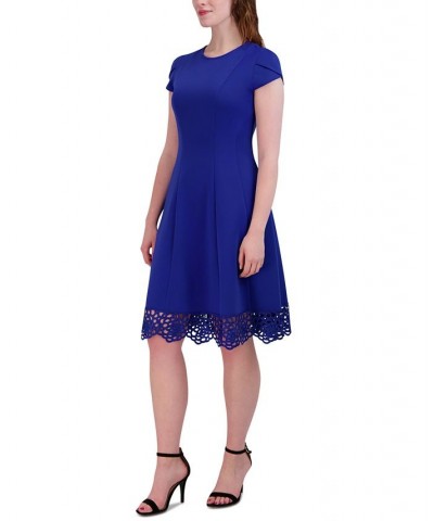 Women's Round-Neck Sleeveless Fit & Flare Dress Blue $35.70 Dresses