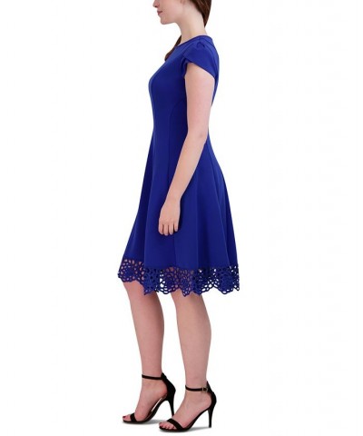 Women's Round-Neck Sleeveless Fit & Flare Dress Blue $35.70 Dresses