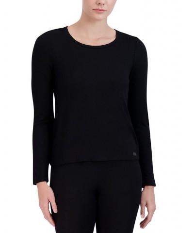Women's Ribbed Long-Sleeve Sleep Tee Black $16.32 Sleepwear