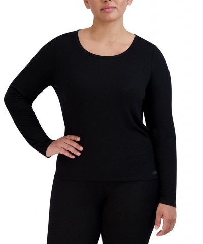 Women's Ribbed Long-Sleeve Sleep Tee Black $16.32 Sleepwear