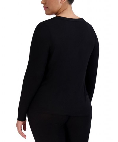 Women's Ribbed Long-Sleeve Sleep Tee Black $16.32 Sleepwear