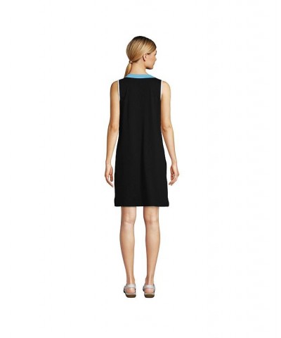 Women's Cotton Jersey Sleeveless Swim Cover-up Dress Black/turquoise/white $27.47 Swimsuits