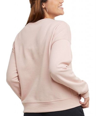 Women's Powerblend Fleece Crewneck Sweatshirt & Sweatpant Joggers Sheer Pale Pink $16.28 Outfits