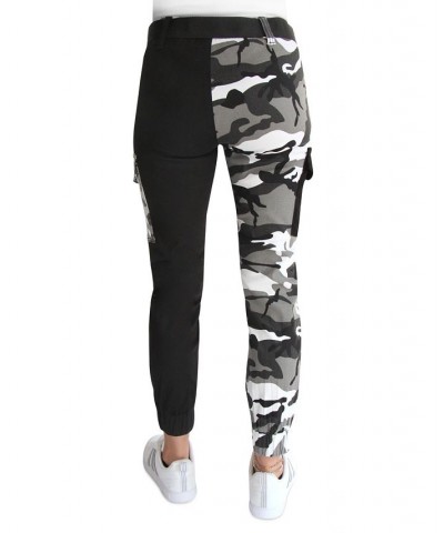 Juniors' Belted Two-Tone Camp Joggers Black $25.92 Pants