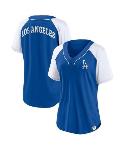 Women's Branded Royal Los Angeles Dodgers Bunt Raglan V-Neck T-shirt Royal $35.69 Tops