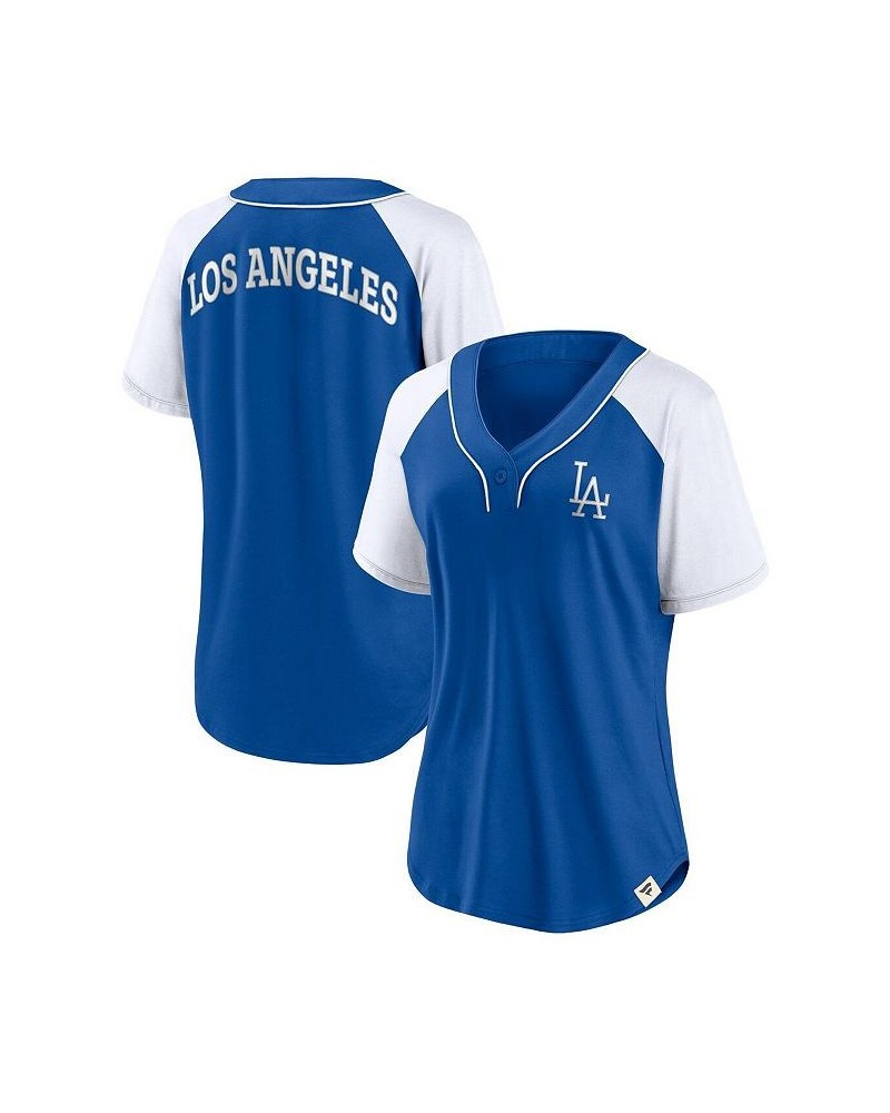 Women's Branded Royal Los Angeles Dodgers Bunt Raglan V-Neck T-shirt Royal $35.69 Tops