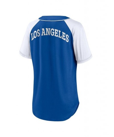 Women's Branded Royal Los Angeles Dodgers Bunt Raglan V-Neck T-shirt Royal $35.69 Tops