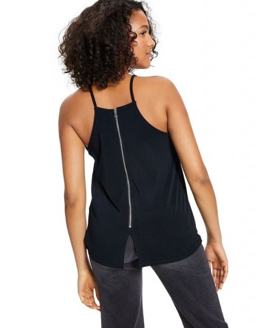 Knit Mesh Cami Tank Top Black $11.90 Tops