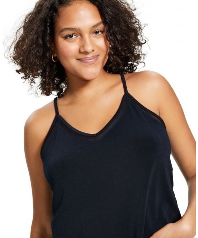 Knit Mesh Cami Tank Top Black $11.90 Tops