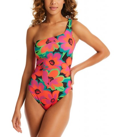 Women's Printed Gardener One-Shoulder One-Piece Swimsuit Multi $58.05 Swimsuits