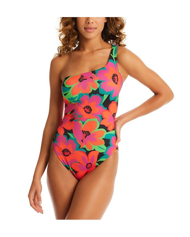 Women's Printed Gardener One-Shoulder One-Piece Swimsuit Multi $58.05 Swimsuits