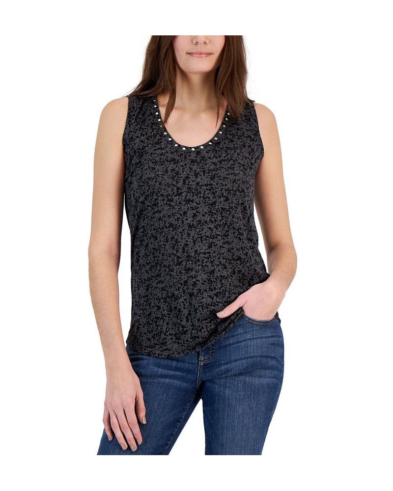 Women's Embellished Scoop-Neck Tank Top Deep Black $14.71 Tops