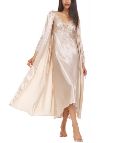 Stella Satin Venise Trim Robe Almond $15.62 Sleepwear