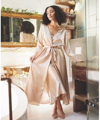 Stella Satin Venise Trim Robe Almond $15.62 Sleepwear