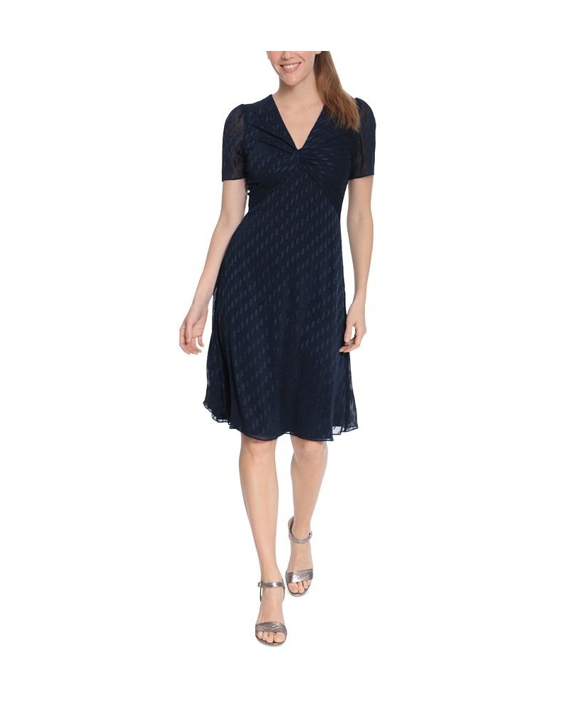 Petite Twist-Front Fit & Flare Dress Navy $53.41 Dresses