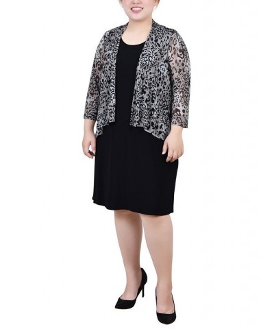 Plus Size Cardigan and Dress Set 2 Piece Tan Wildchita Black $18.44 Dresses