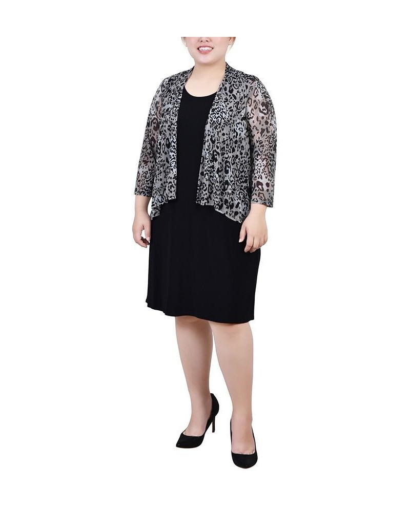 Plus Size Cardigan and Dress Set 2 Piece Tan Wildchita Black $18.44 Dresses