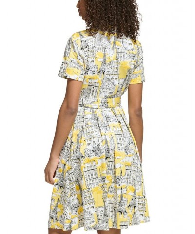 Women's Self-Tie Conversation Dress Lemon Chrome Multi $55.83 Dresses