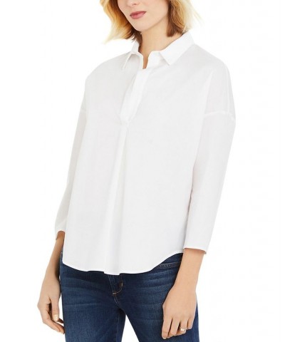 Button-Front Maternity Shirt White $51.06 Tops