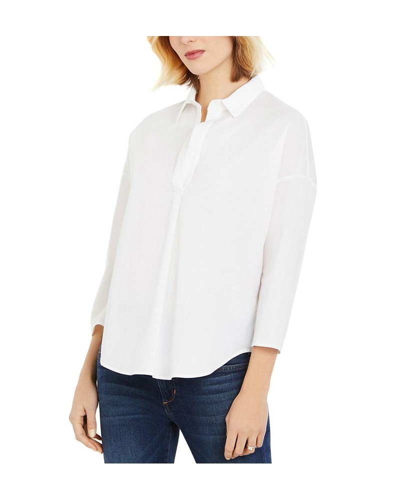 Button-Front Maternity Shirt White $51.06 Tops