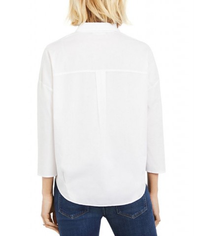 Button-Front Maternity Shirt White $51.06 Tops