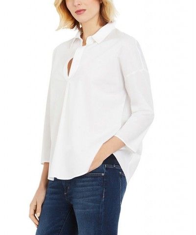 Button-Front Maternity Shirt White $51.06 Tops