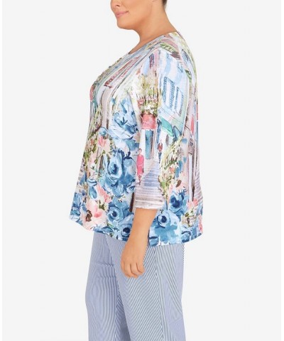 Plus Size Peace of Mind Scenic Three-Quarter Length Knit Top Multi $37.49 Tops