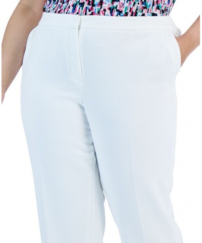 Plus Size Elasticized-Waist Side-Slit Pique Pants Lily White $46.53 Pants