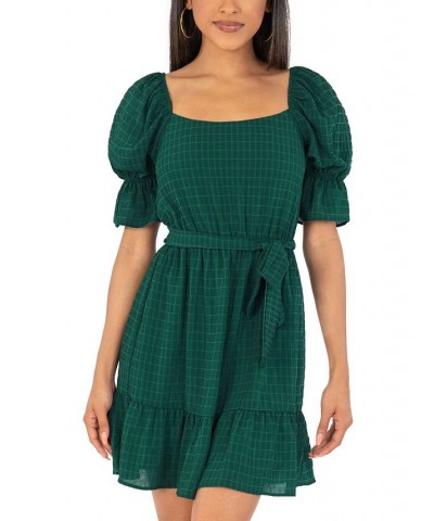 Juniors' Shadow Pane Fit & Flare Dress Hunter $14.70 Dresses