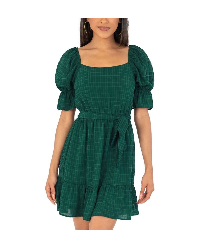 Juniors' Shadow Pane Fit & Flare Dress Hunter $14.70 Dresses