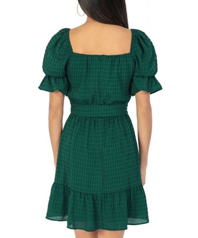 Juniors' Shadow Pane Fit & Flare Dress Hunter $14.70 Dresses