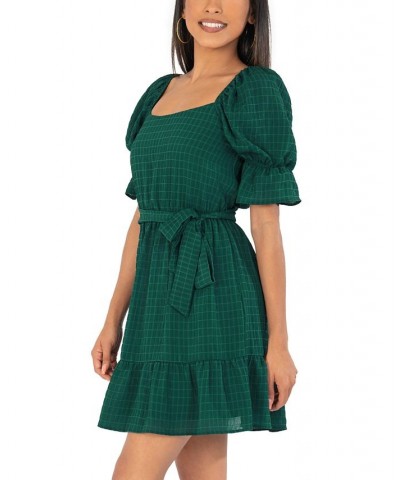 Juniors' Shadow Pane Fit & Flare Dress Hunter $14.70 Dresses