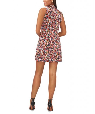 Petite Printed Sleeveless Shirtdress Navy/Pink/Green $43.45 Dresses