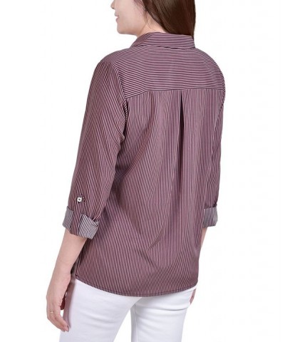 Women's 3/4 Roll Tab Shirt with Pockets Lilas Blac $16.32 Tops