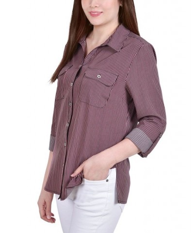 Women's 3/4 Roll Tab Shirt with Pockets Lilas Blac $16.32 Tops